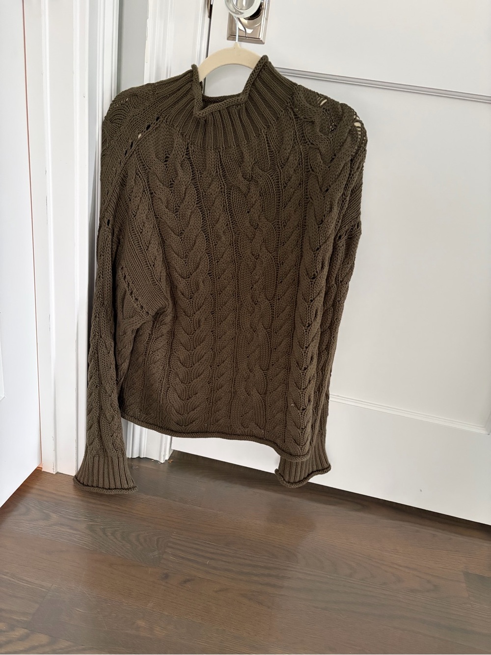 J. Crew Olive Green Cable Knit Sweater
